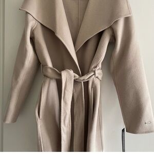 TAHARI Women's Double-faced Luxury Soft Wool Blend Peacoat Wrap Wool Coat With R